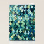 Mermaid Art, Sea Green, Ocean Blue Stationery Card Gallery Image 2