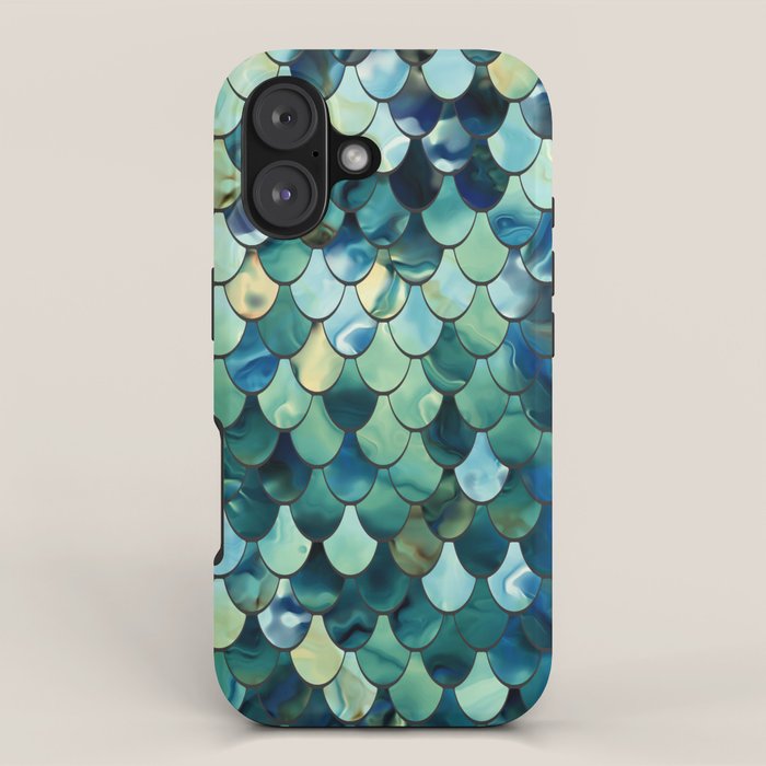 Mermaid Art, Sea Green, Ocean Blue iPhone Case Gallery Image 1