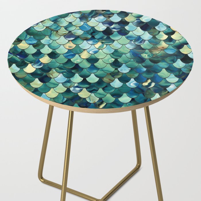 Mermaid Art, Sea Green, Ocean Blue Side Table Gallery Image 2