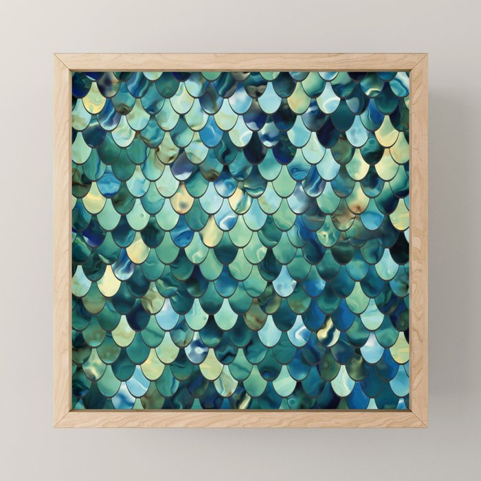 Mermaid Art, Sea Green, Ocean Blue Mini Art Print Gallery Image 1