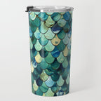 Mermaid Art, Sea Green, Ocean Blue Travel Mug Gallery Image 3