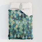 Mermaid Art, Sea Green, Ocean Blue Duvet Cover Gallery Image 6