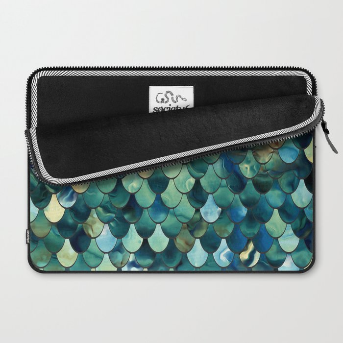 Mermaid Art, Sea Green, Ocean Blue Laptop Sleeve Gallery Image 2