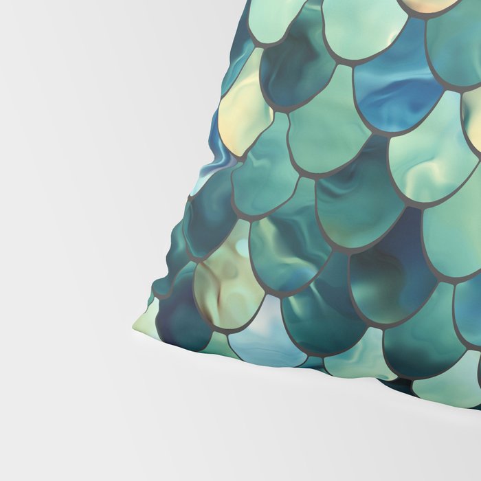 Mermaid Art, Sea Green, Ocean Blue Pillow Sham Gallery Image 4