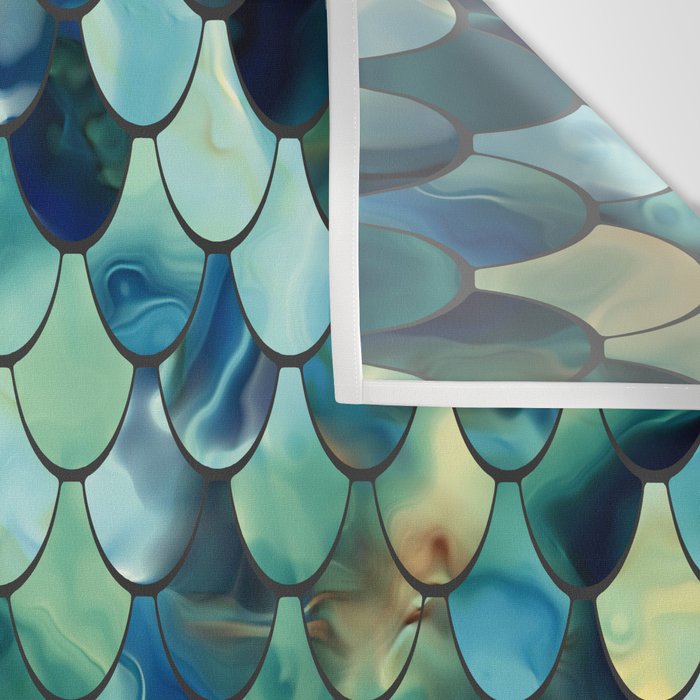Mermaid Art, Sea Green, Ocean Blue Wall Tapestry Gallery Image 3