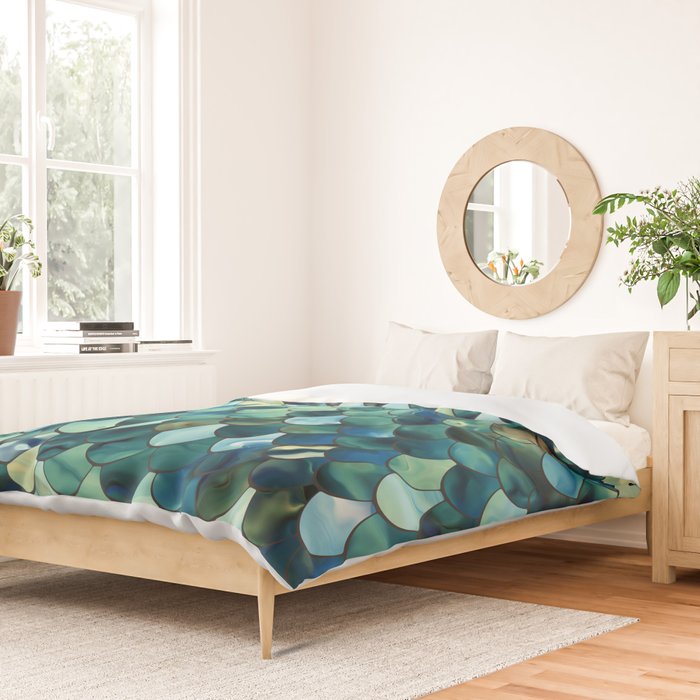 Mermaid Art, Sea Green, Ocean Blue Duvet Cover Gallery Image 2
