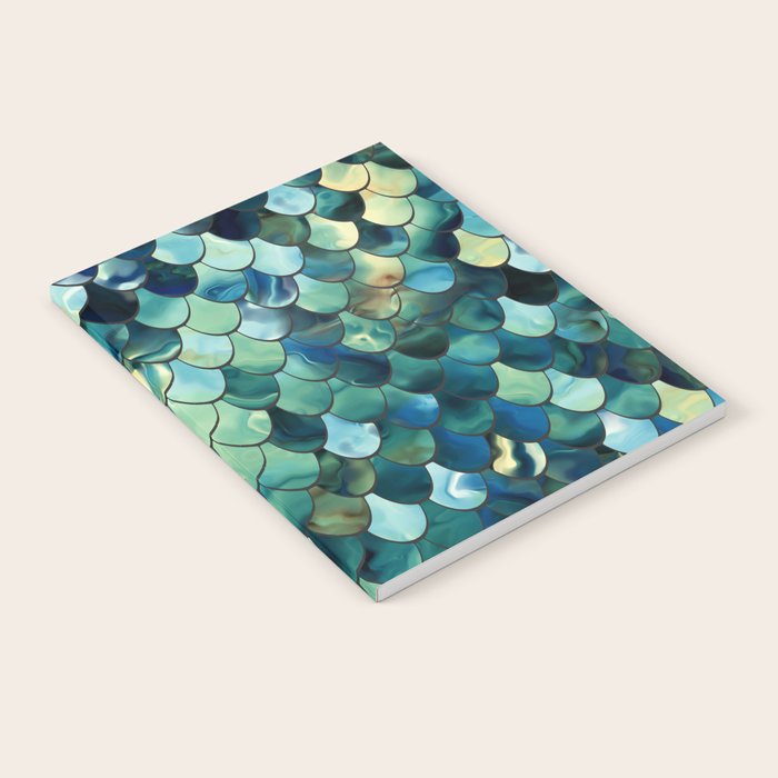 Mermaid Art, Sea Green, Ocean Blue Notebook Gallery Image 1