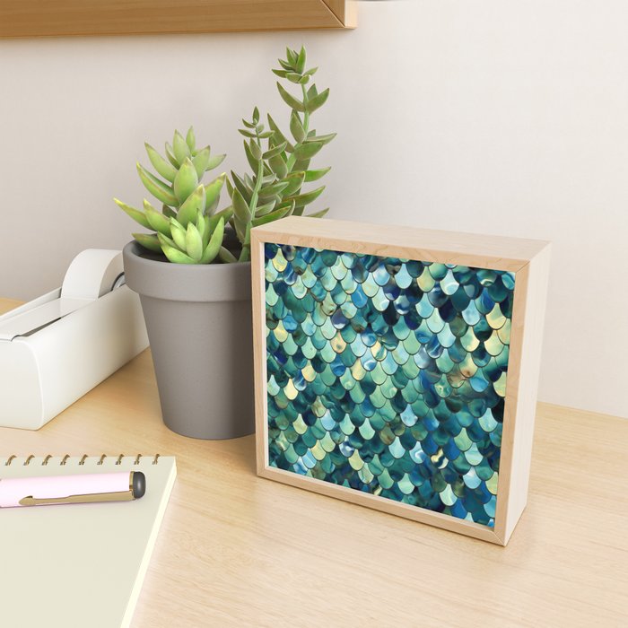 Mermaid Art, Sea Green, Ocean Blue Mini Art Print Gallery Image 2