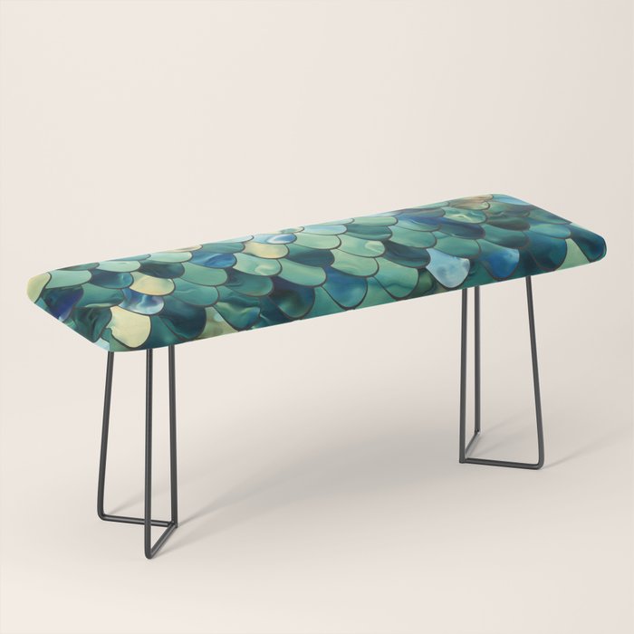 Mermaid Art, Sea Green, Ocean Blue Bench Gallery Image 1