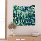 Mermaid Art, Sea Green, Ocean Blue Wall Tapestry Gallery Image 2