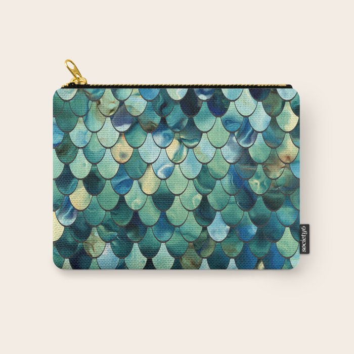 Mermaid Art, Sea Green, Ocean Blue Carry All Pouch Gallery Image 1