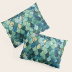 Mermaid Art, Sea Green, Ocean Blue Pillow Sham Gallery Image 3