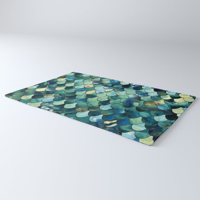 Mermaid Art, Sea Green, Ocean Blue Rug Gallery Image 3