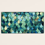 Mermaid Art, Sea Green, Ocean Blue Desk Mat Gallery Image 3