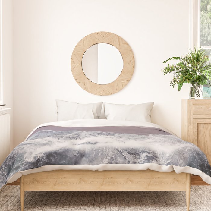 Minimal Aerial Beach -  Purple Sand -Ocean - Sea - travel photography  Duvet Cover Gallery Image 3