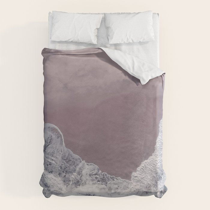Minimal Aerial Beach -  Purple Sand -Ocean - Sea - travel photography  Duvet Cover Gallery Image 1