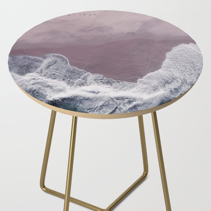 Minimal Aerial Beach -  Purple Sand -Ocean - Sea - travel photography  Side Table Gallery Image 2