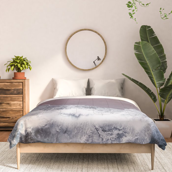 Minimal Aerial Beach -  Purple Sand -Ocean - Sea - travel photography  Comforter Gallery Image 3