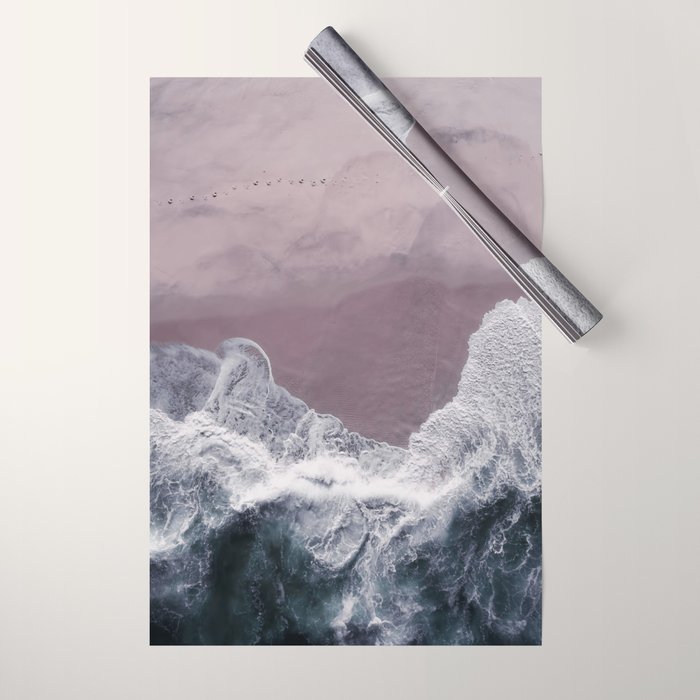 Minimal Aerial Beach -  Purple Sand -Ocean - Sea - travel photography  Wrapping Paper Gallery Image 1