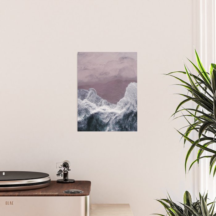 Minimal Aerial Beach -  Purple Sand -Ocean - Sea - travel photography  Poster Gallery Image 2