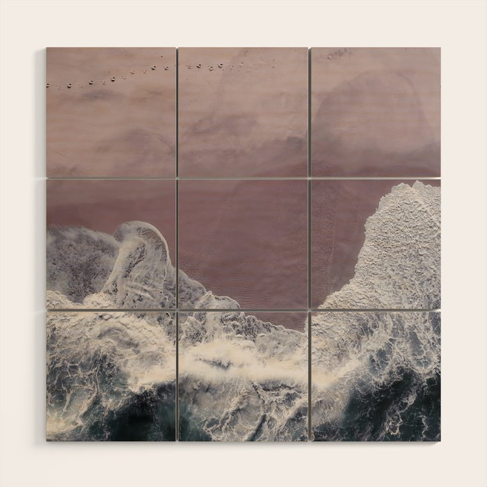 Minimal Aerial Beach -  Purple Sand -Ocean - Sea - travel photography  Wood Wall Art Gallery Image 1
