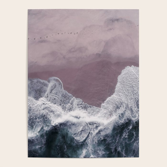 Minimal Aerial Beach -  Purple Sand -Ocean - Sea - travel photography  Poster Gallery Image 1
