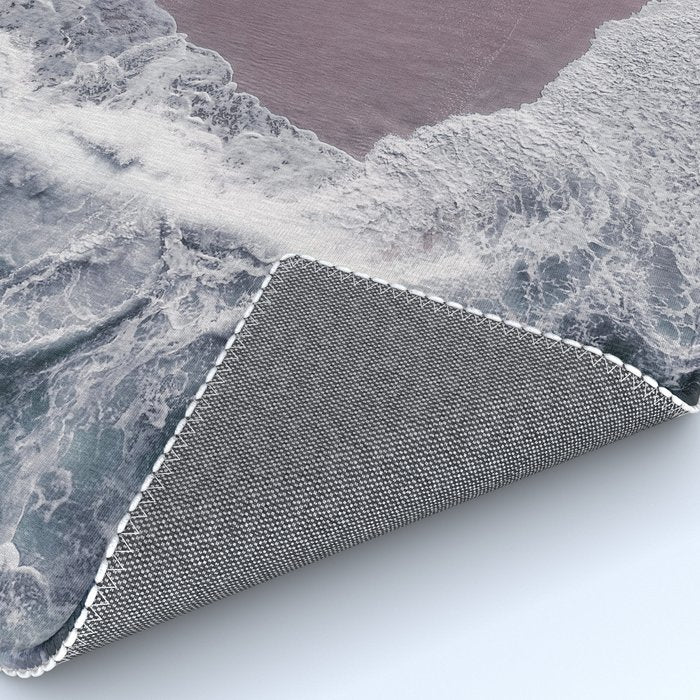 Minimal Aerial Beach -  Purple Sand -Ocean - Sea - travel photography  Rug Gallery Image 4