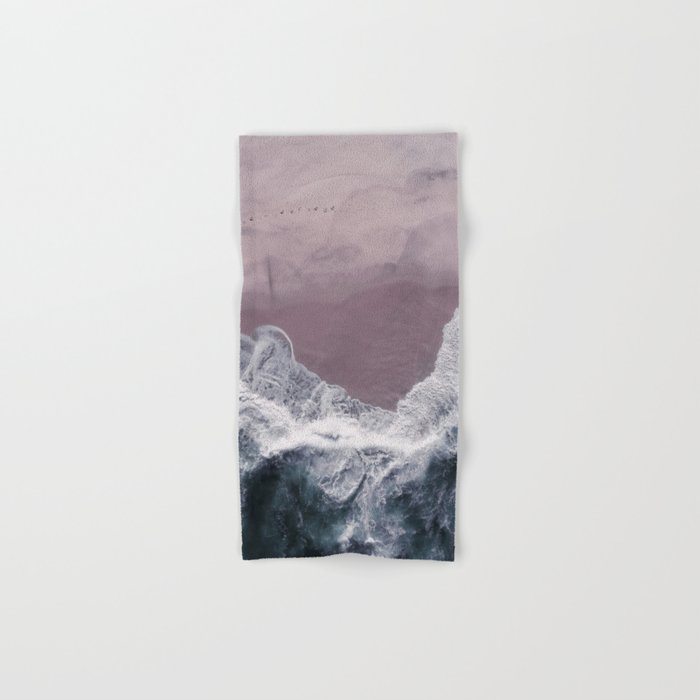 Minimal Aerial Beach -  Purple Sand -Ocean - Sea - travel photography  Towels Gallery Image 1