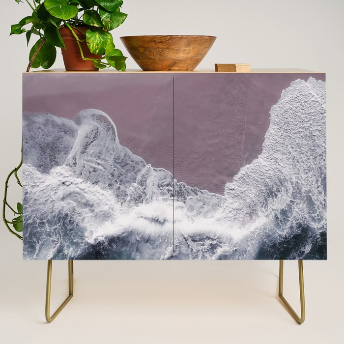 Minimal Aerial Beach -  Purple Sand -Ocean - Sea - travel photography  Credenza Gallery Image 1