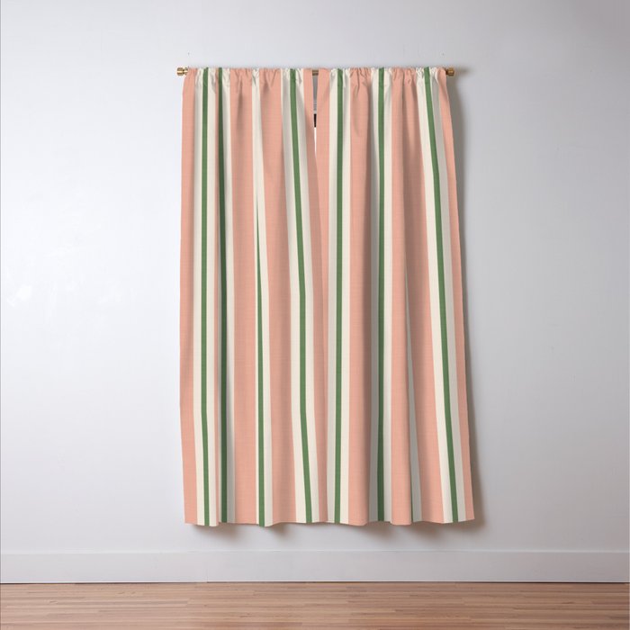 Classic Stripes - peach green Window Curtain Gallery Image 3