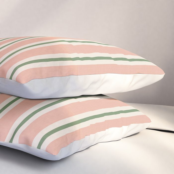 Classic Stripes - peach green Pillow Sham Gallery Image 3