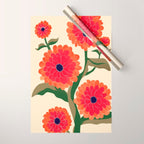 Red Zinnias Wrapping Paper Gallery Image 1