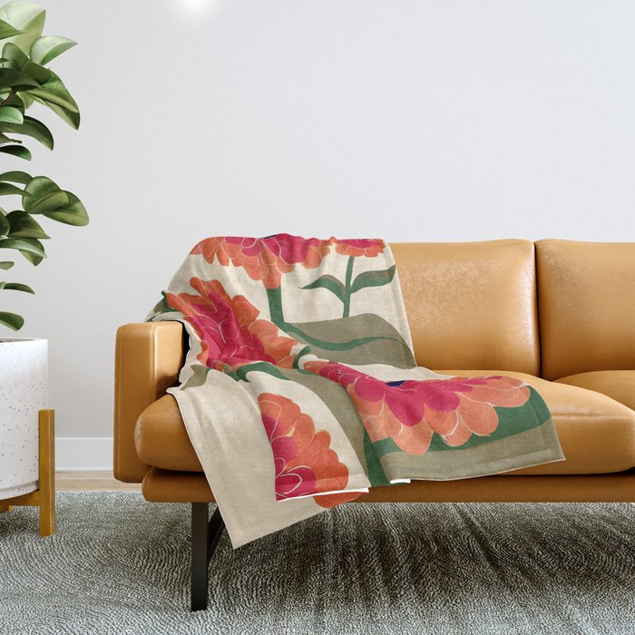 Red Zinnias Throw Blanket Gallery Image 1