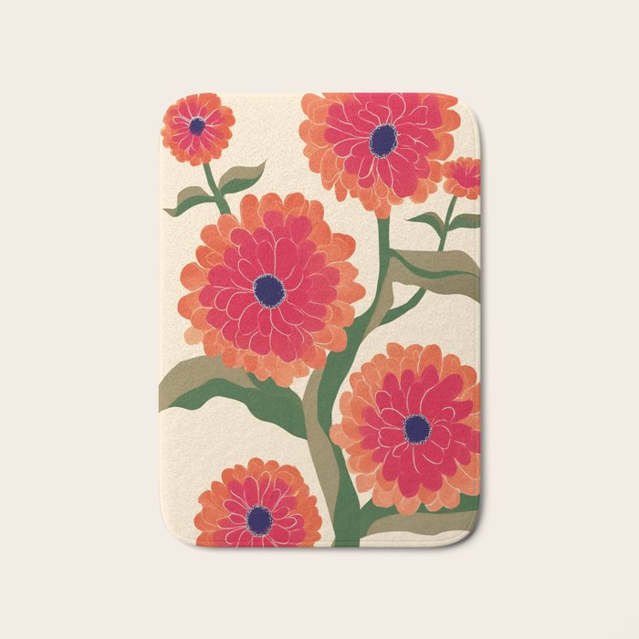 Red Zinnias Bath Mat Gallery Image 1