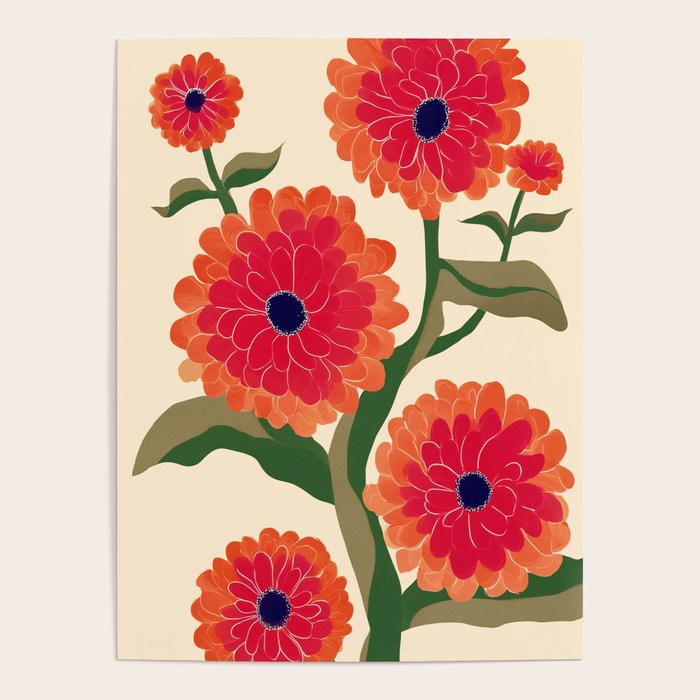 Red Zinnias Poster Gallery Image 1