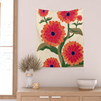 Red Zinnias Wall Tapestry Gallery Image 2