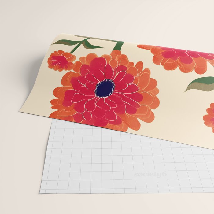 Red Zinnias Wrapping Paper Gallery Image 2
