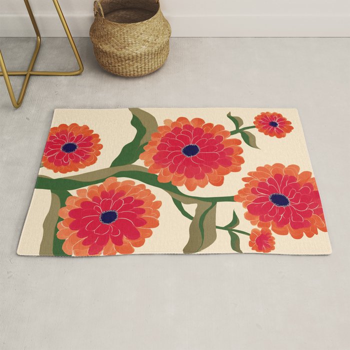 Red Zinnias Rug Gallery Image 1