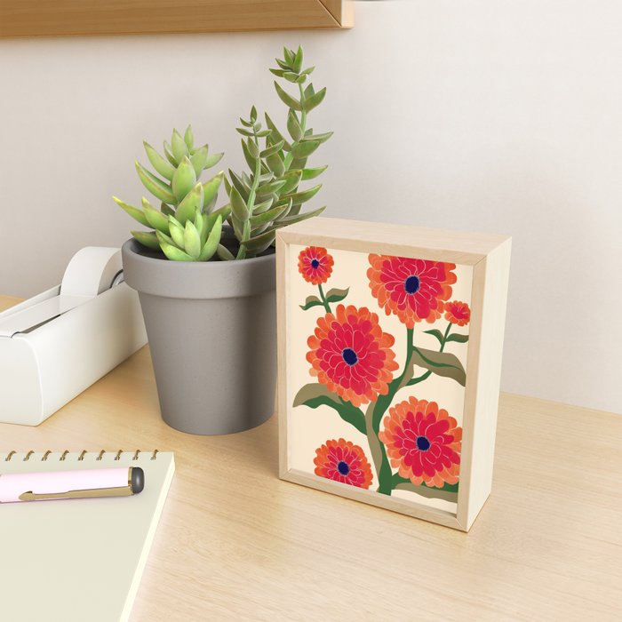 Red Zinnias Mini Art Print Gallery Image 2
