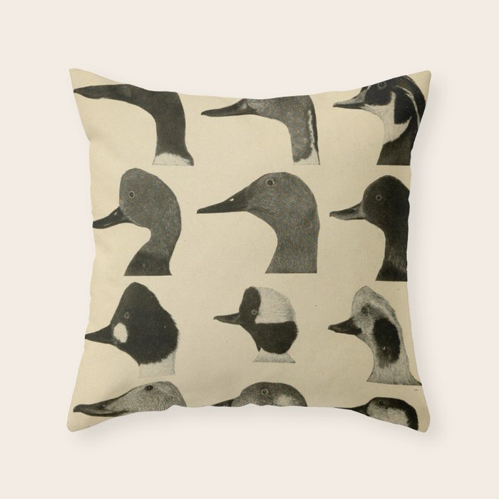Vintage Duck Heads Throw Pillow Gallery Image 1