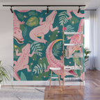 Party Gators (Warning - Pink Crocodiles Swim Here!) Wall Mural Gallery Image 1