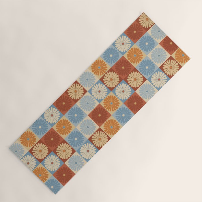 Retro Flowers Check Pattern XVIII Yoga Mat Gallery Image 1