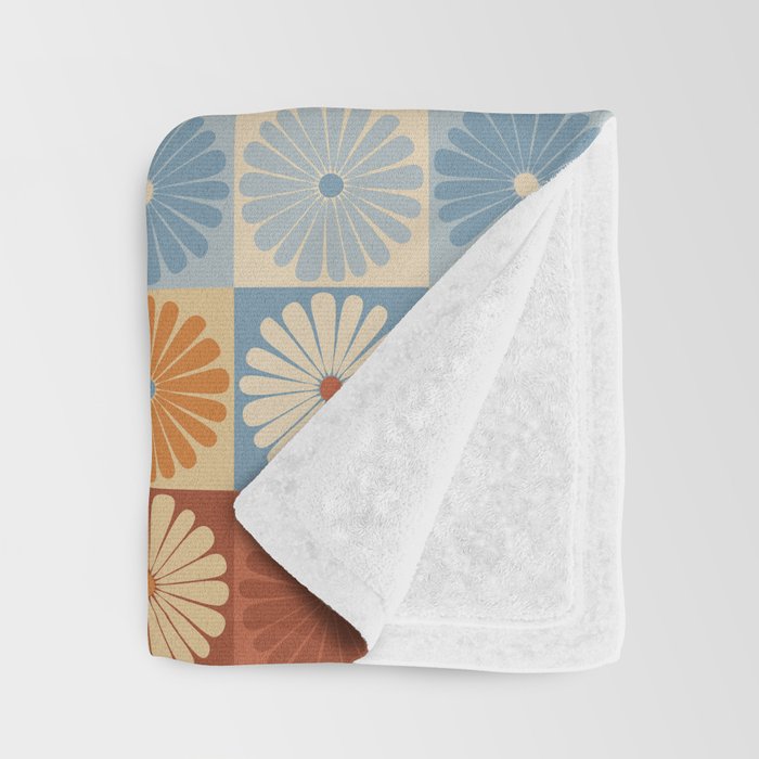 Retro Flowers Check Pattern XVIII Throw Blanket Gallery Image 3