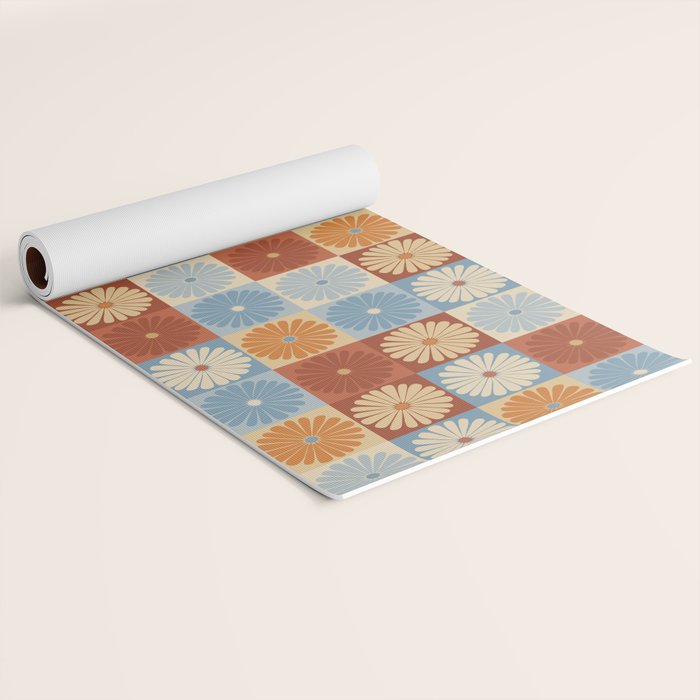 Retro Flowers Check Pattern XVIII Yoga Mat Gallery Image 2