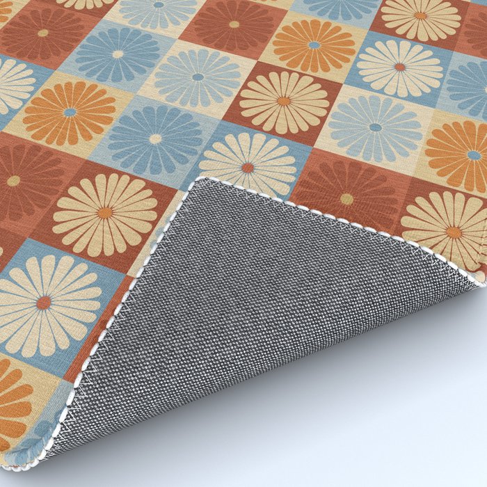 Retro Flowers Check Pattern XVIII Rug Gallery Image 4