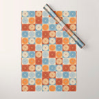 Retro Flowers Check Pattern XVIII Wrapping Paper Gallery Image 1