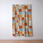 Retro Flowers Check Pattern XVIII Window Curtain Gallery Image 3