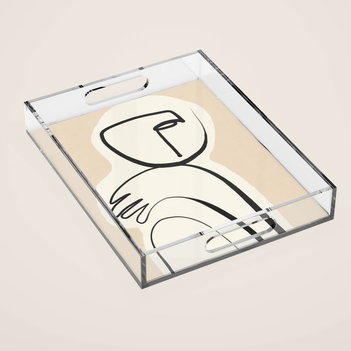 Lady Portrait Abstract Minimal  Line Art 3 Acrylic Tray Gallery Image 1