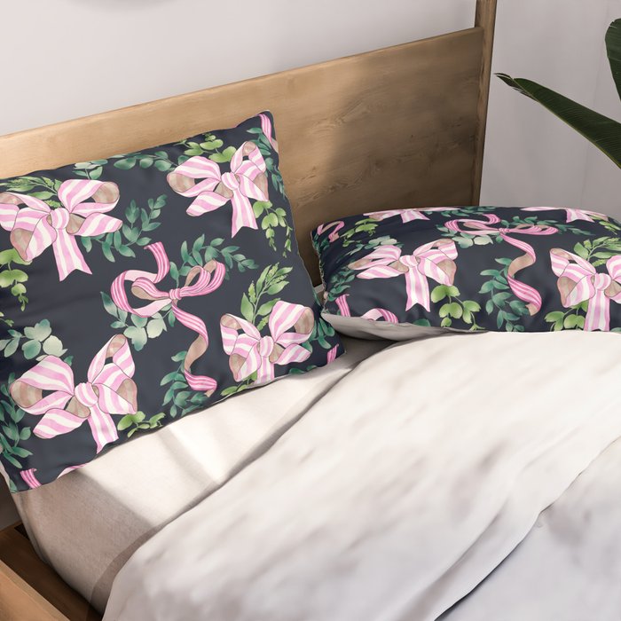 Whimsical Cheerful Bows Plants Pillow Sham Gallery Image 2