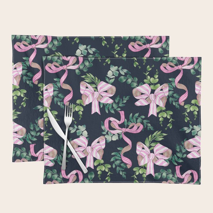 Whimsical Cheerful Bows Plants Placemat Gallery Image 1